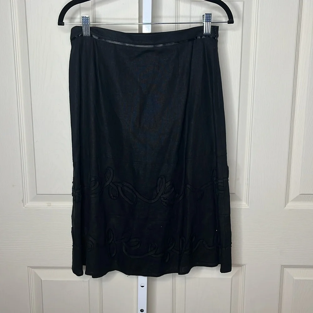 Emanuel Ungaro Linen Blend Embroidered Skirt Size 6 New No Tags - Picture 6 of 16